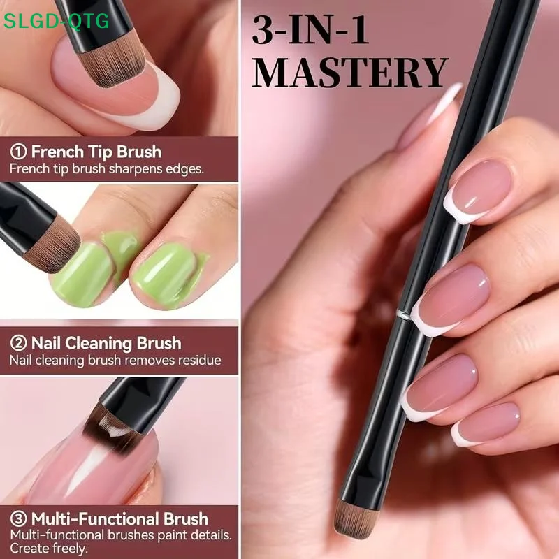 Group Head Brush - 新しいフレンチネイルブラシ、多機能ブラシヘッド付き - 細いネイルブラシ、ジェルネイルやアクリルネイルに適しており、精密なクリーニングが可能
