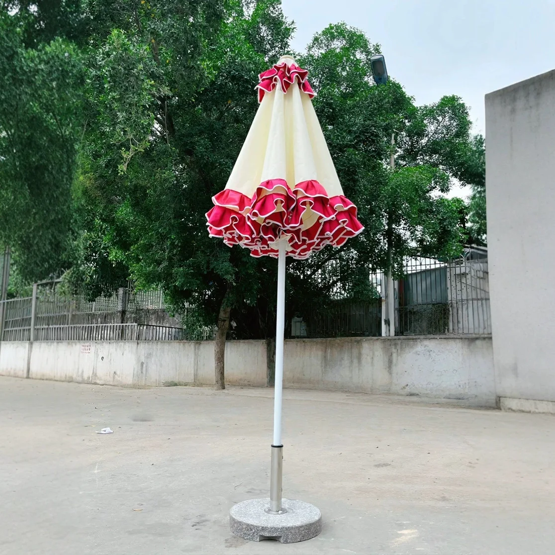 A Outdoor Parasol Design Creative Lace Central Post Umbrella Aluminum Alloy 8 Bone Umbrella Frame Courtyard Pool Terrace