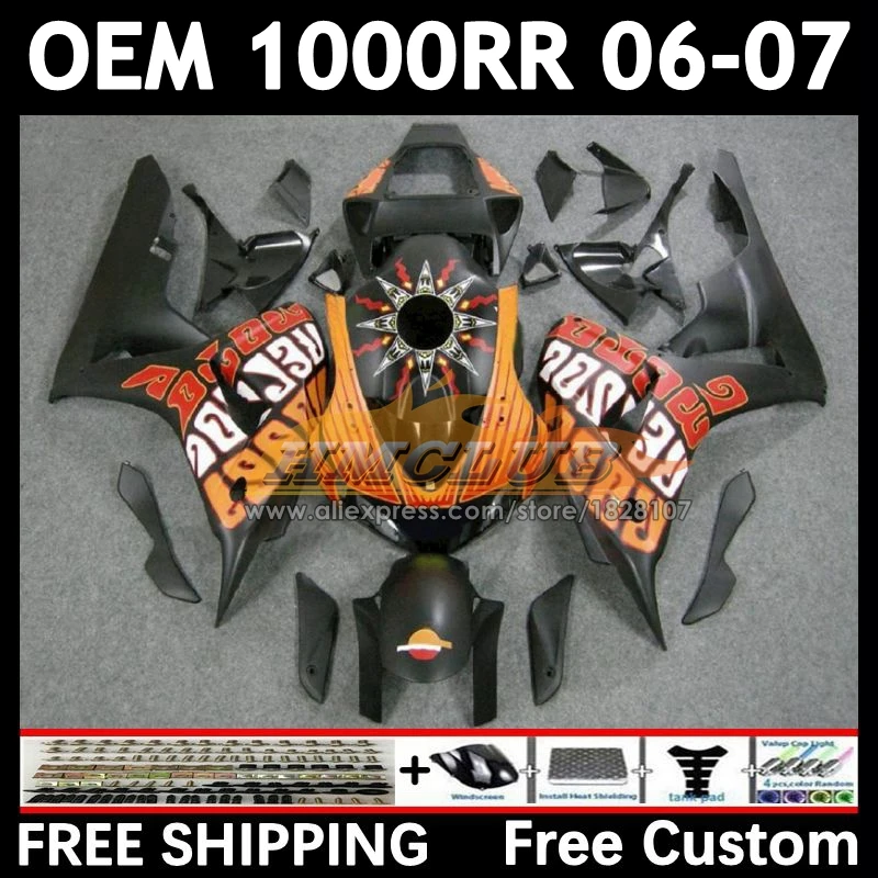 100%Fit Fairing For HONDA CBR 1000 RR CBR1000 RR CC 1000RR 1000CC 76No.64 CBR1000RR 06 07 2006 matte repsol 2007 Injection Body