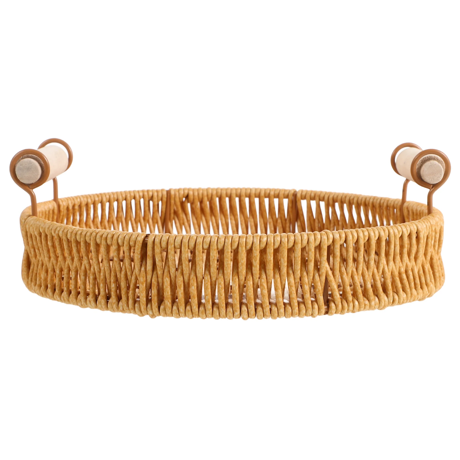 

Round Rattan Fruit Basket Snack Tray H Vegetable PP Storage Wicker Kitchen Decorative Serving Modern Style