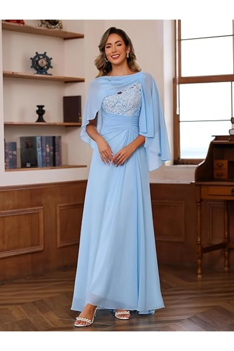 

Lace Mother of The Bride Dresses for Wedding with Sleeves Chiffon Formal Dresses for Women