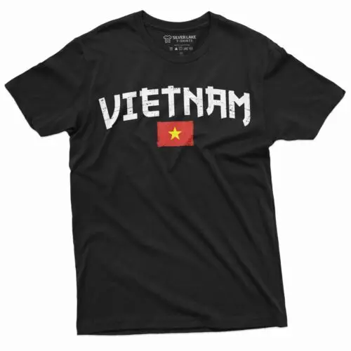 Men's Vietnam T-shirt Vietnamese Flag Coat of Arms Tee Shirt