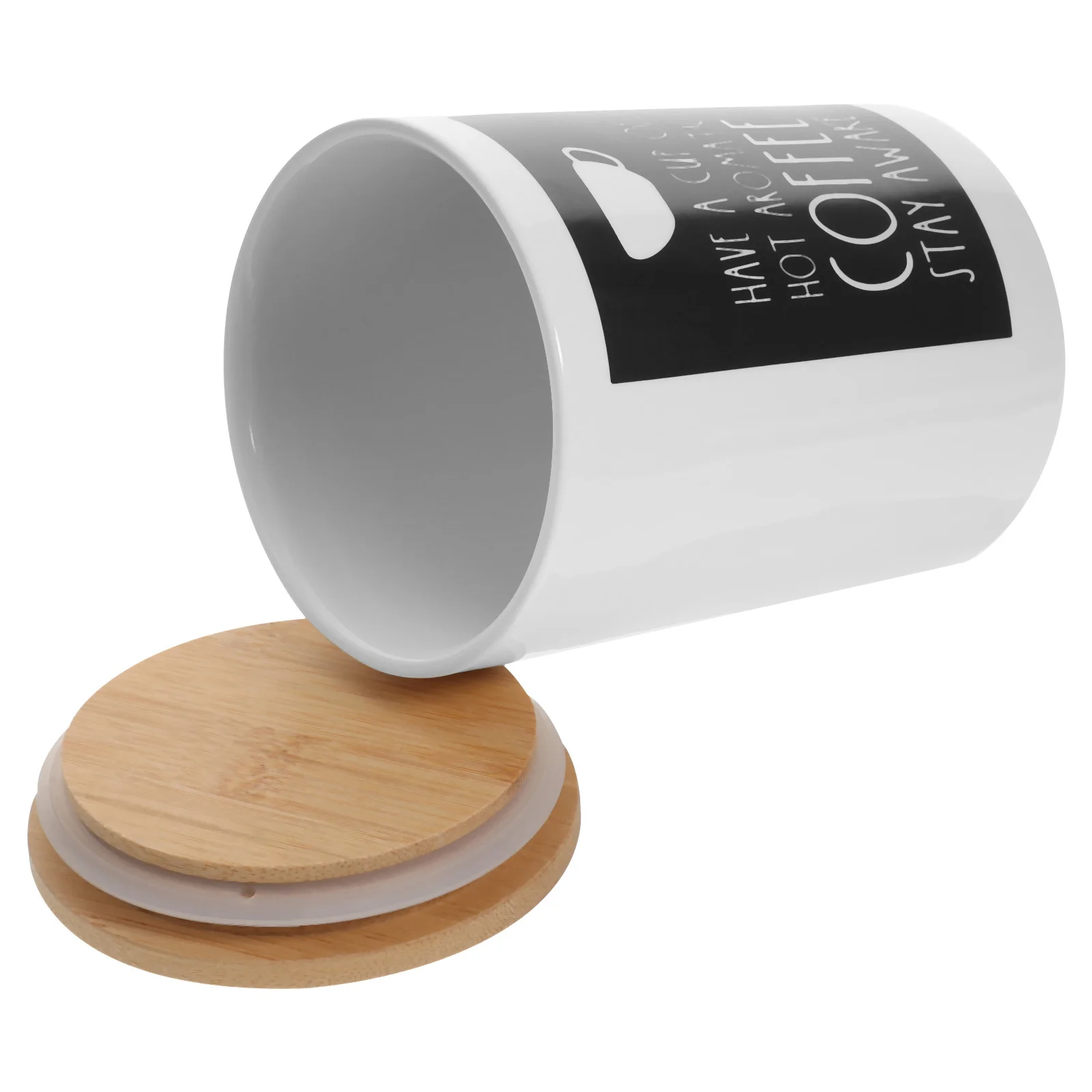 

Ceramic Food Container Airtight Lid for Cereals Nuts Beans Flour Sugar Tea Coffee Biscuits Kitchen Jars with Bamboo Lid
