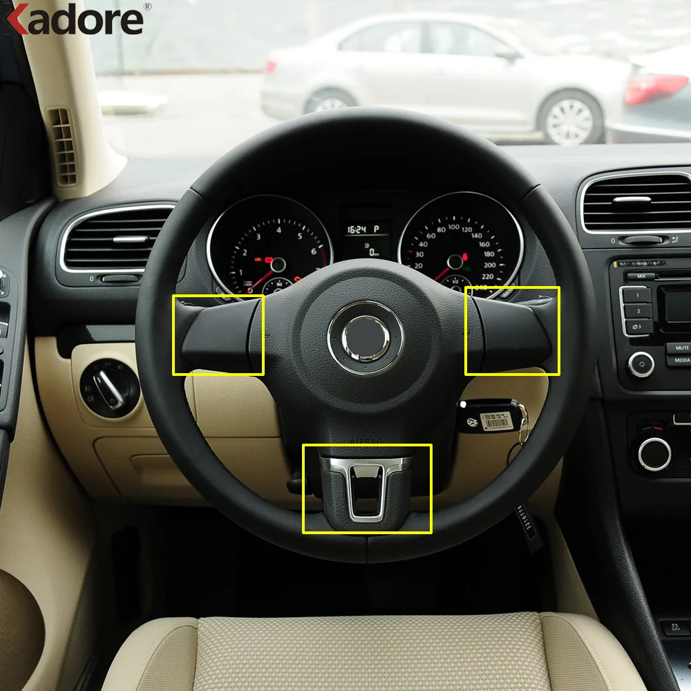 Накладка на панель рулевого колеса для Volkswagen VW Golf 6 MK6 2009-2011 2012 2013 Polo 2008-2013, хромированные аксессуары для салона.