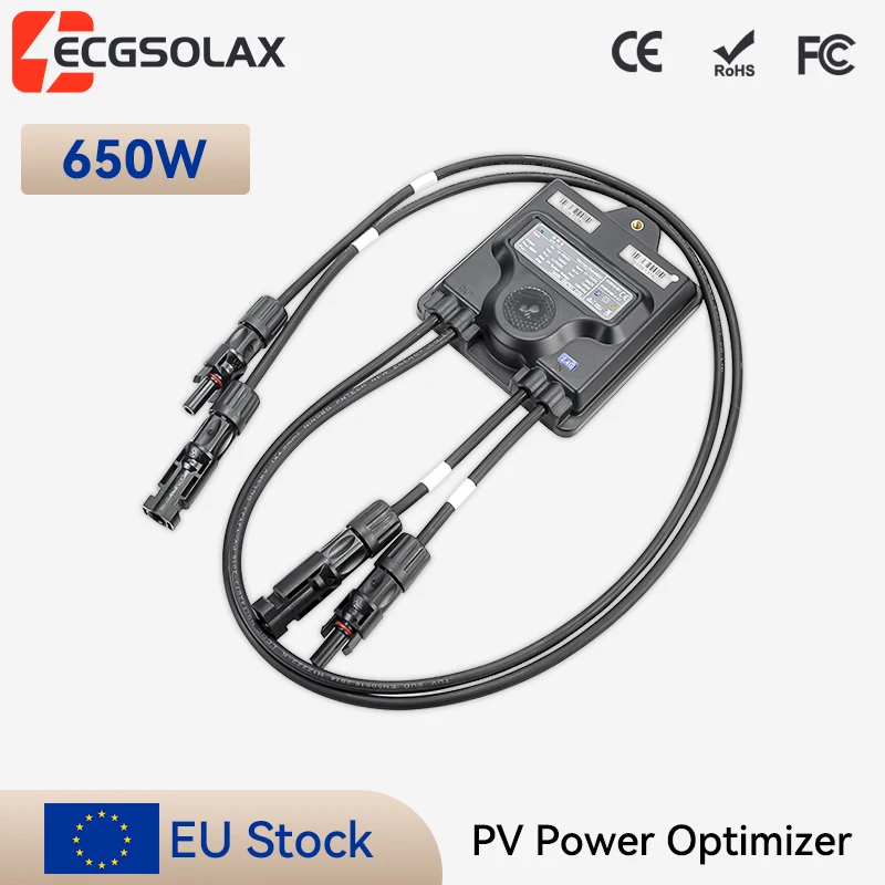 ECGSOLAX 650 Optimiseur de puissance photovoltaïque MPPT Entrée 12V-75V IP68 Surveillance en temps réel des panneaux solaires Limitation de tension Anti-Hotspot