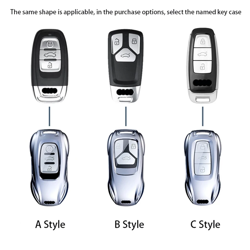 Zinc Alloy Car Key Case Cover Fashion Sport Car Shape Keychain for Audi A6 A4 A3 Q3 Q5 Q7 A7 A8 Car Accessories Interior