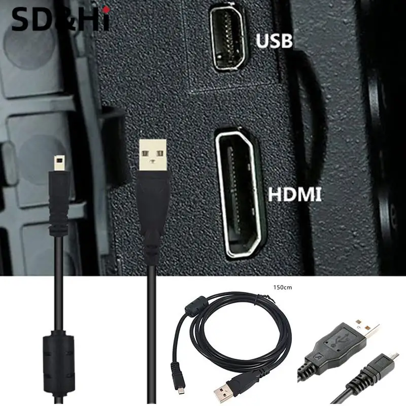 8pin 150cm USB Data Cable Camera Data Pictures Video Sync Transfer Cables for Nikon Olympus Pentax Sony Panasonic Sanyo