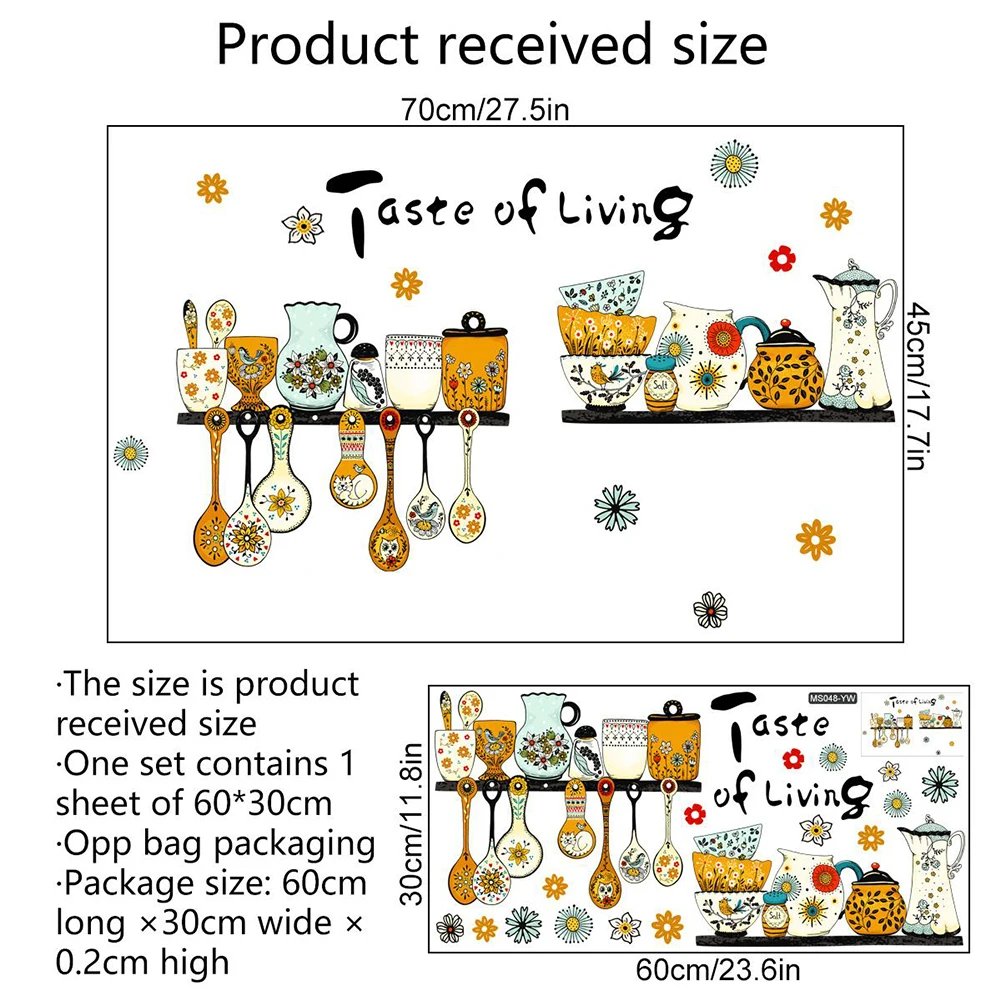 Wall Stickers 11.81*23.62IN Easy To Disassemble Easy To Paste Kitchen Cutlery Decorative   Wall Stickers 11.81*23.62IN