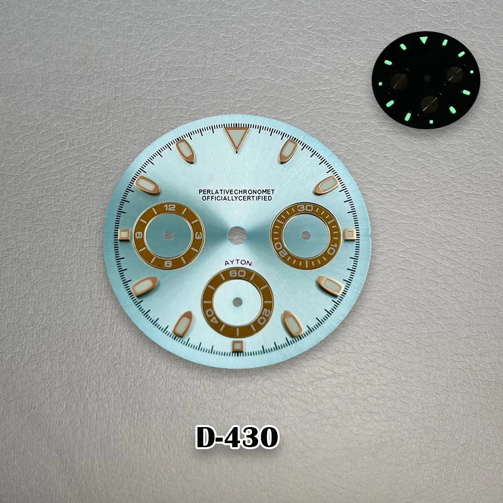 29.5mm High Quality S Logo  VK63 Dial Watch Dial Green Luminous Suitable for VK63 Movement Men Watch Accessories Repair Tool