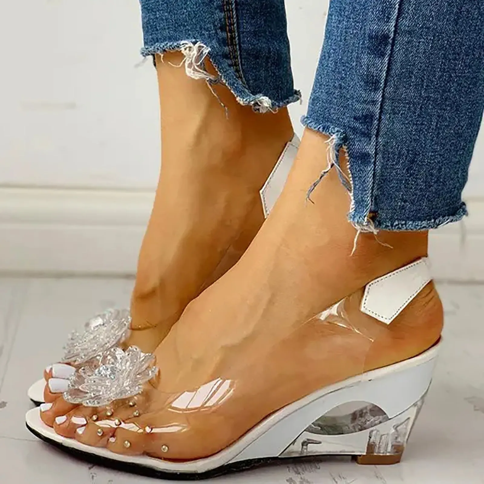 Wedge Espadrille Sandals For Women Silver Girl High Heel Shoes For Woman Casual Leisure Shoes Slippers Wedge Sandals 2024