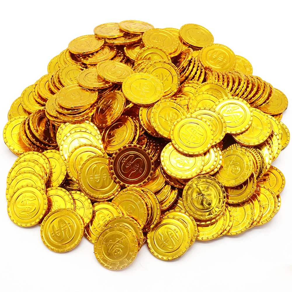 300/600Pcs Pirate Gold Silver Bronze Coins Toys Cosplay USD Dollar Coins for Kids Fake Play Coins for Treasure Chest Board Games