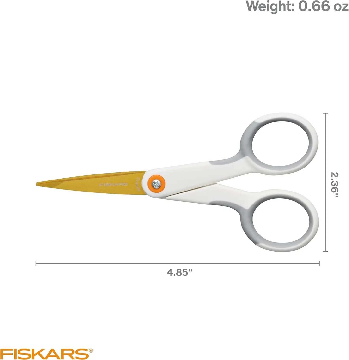 Micro-Tip Scissors, Precision Cutting Shears, Titanium Blades & SoftGrip Handle for Intricate Cuts, 5”, White/Gray