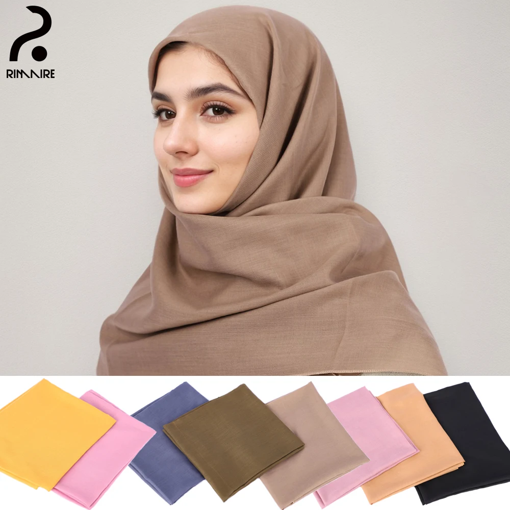 

Elegant Solid Women Muslim Hijab Islamic Cotton Soft Turban Headscarf High Quality Ladies Headscarves Shawl Headwraps RIMAIRE