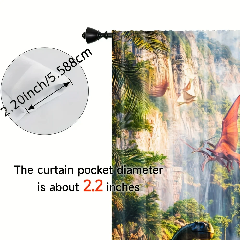 Popular dinosaur pattern curtains, suitable for various places such as living room, bedroom, dining room, etc. (without poles)