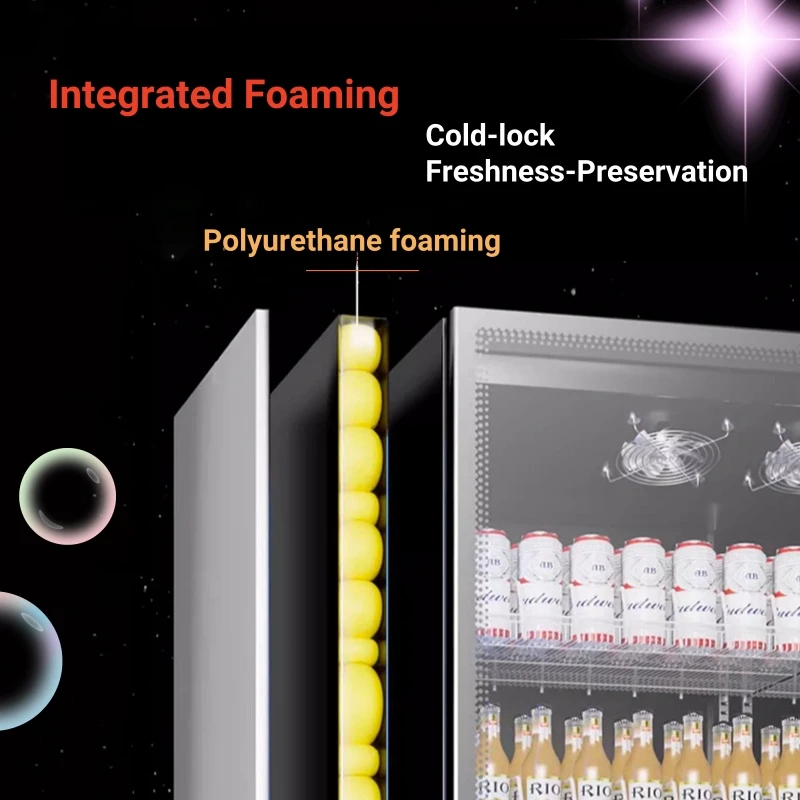 Commercial Double Door Upright Refrigerator with Glass Display Showcase Single-Temperature Cooler for Drinks Best for Business