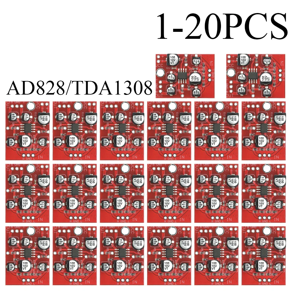1-20 Stück DC 5V-15V TDA1308/AD828 Stereo-Vorverstärker Leistungsverstärker-Platine Audio-Vorverstärkermodul