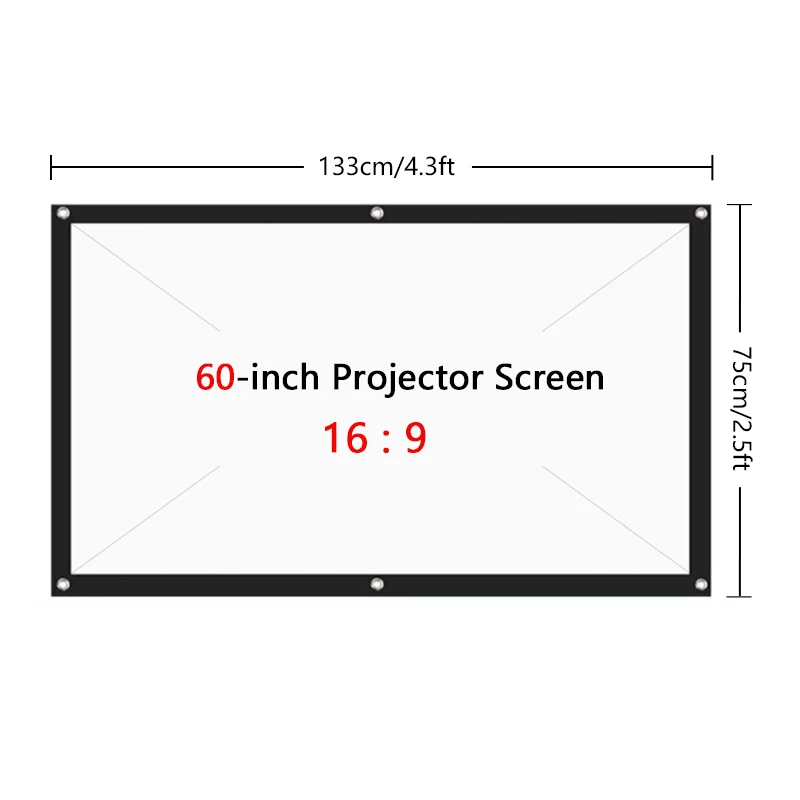 Projector Screen Fabric 100 120 Inch Screen Projection Portable Reflective Cloth For Xgimi H3 H2 YG400 For Beamer