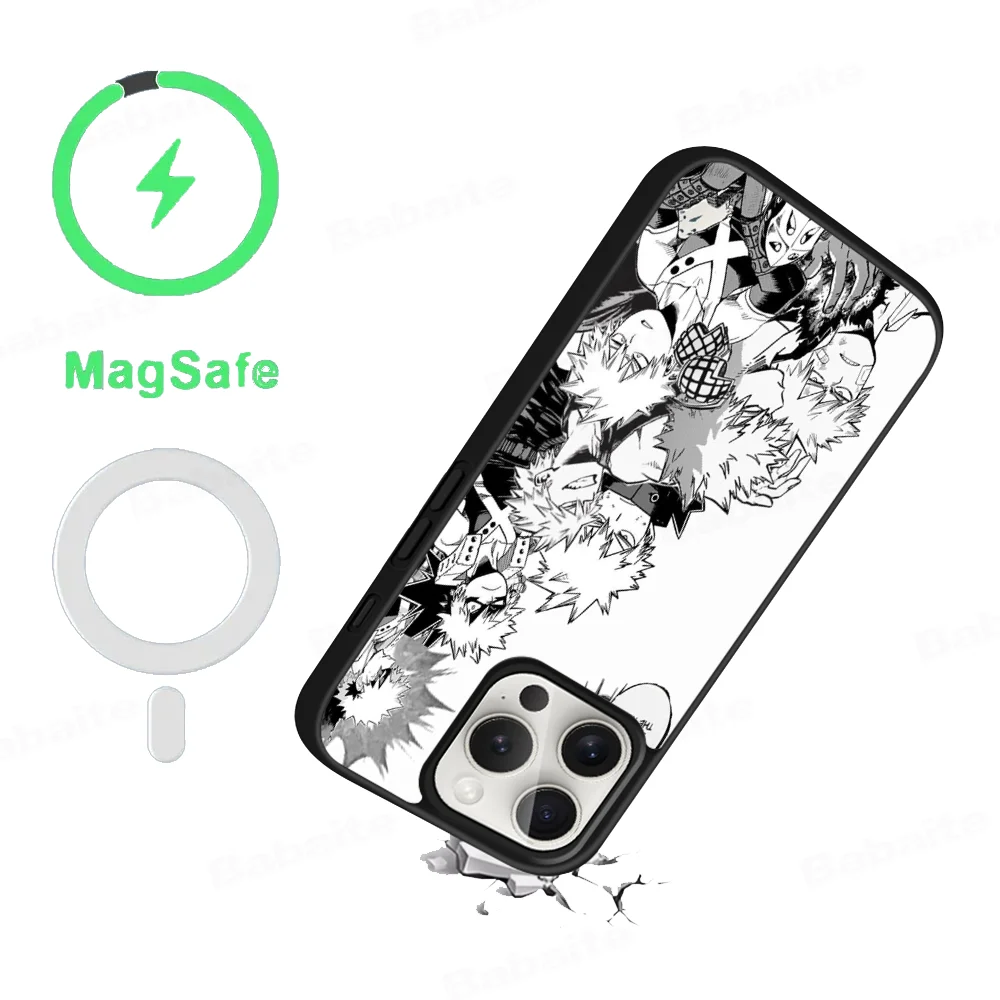 Anime B-Bakugo Katsuki  Phone Case Magesafe Magnetic Wireless Charge Case For iPhone 16 11 12 13 14 15 Pro Max Plus Mini