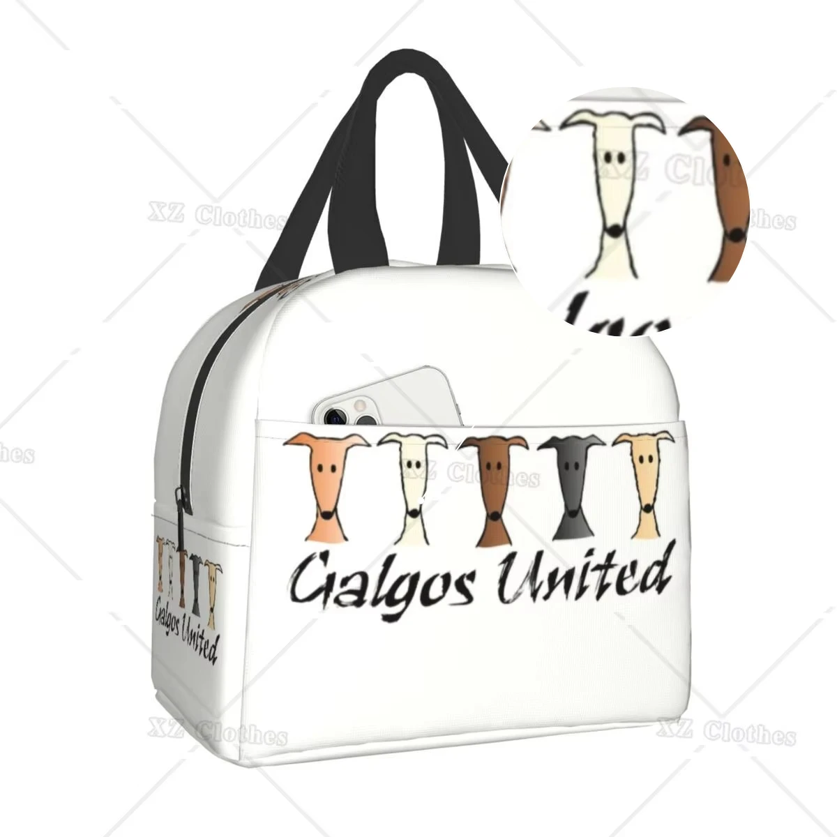 Galgos United Greyhound Insulated Lunch Bags for Women Men Kids Whippet Sighthound Dog Portable Cooler Lunch Box for Work School