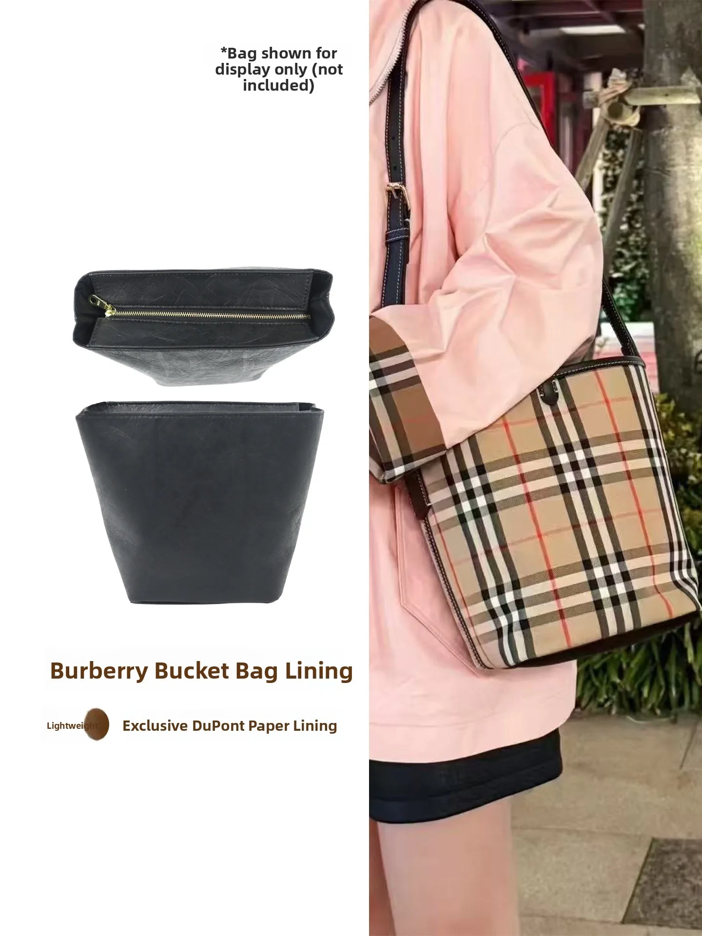 

Классическая клетчатая сумка-ведро: внутренняя сумка, модифицированный ремень для ношения на плече, удлинительный аксессуар, подходит для всех марок сумок-ведро.