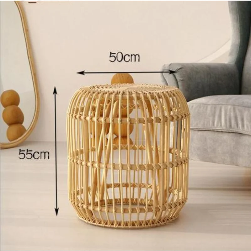 Japanese Rattan Living Room Furniture Coffee Table Small Apartment Restaurant Side Tables Homestay Balcony Sofa Round Tea Table