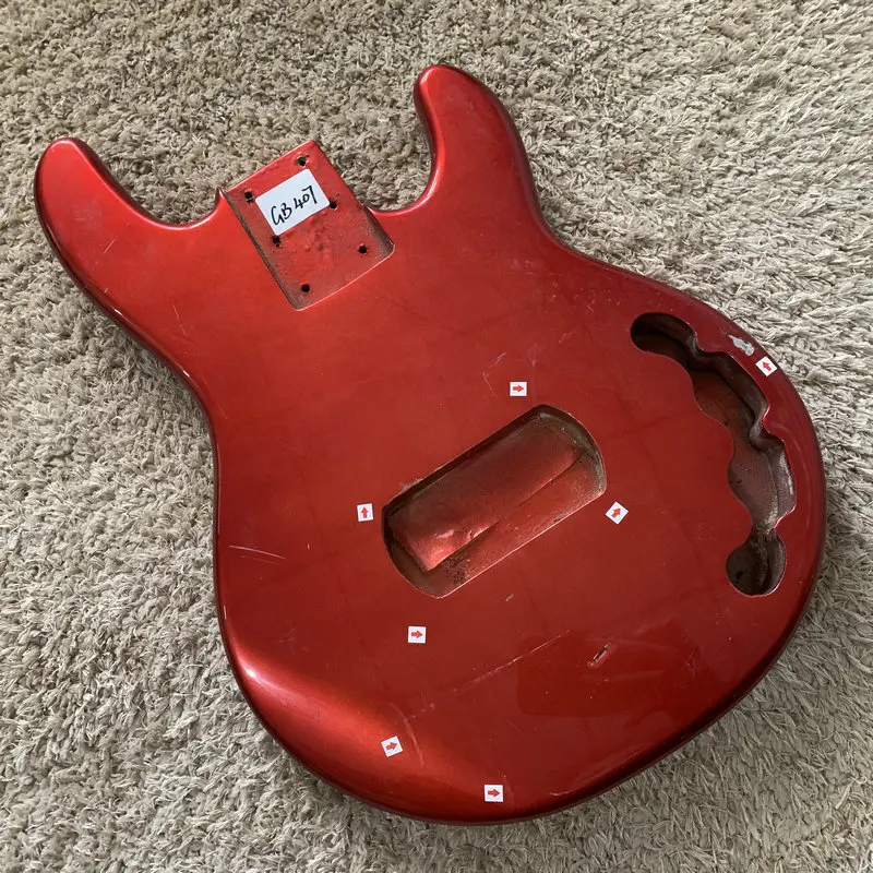 5 Strings Electric BASS Body Metallic Red Color Musicman Model DIY Solid Wood for Replace and Luthier Surface Damage GB407