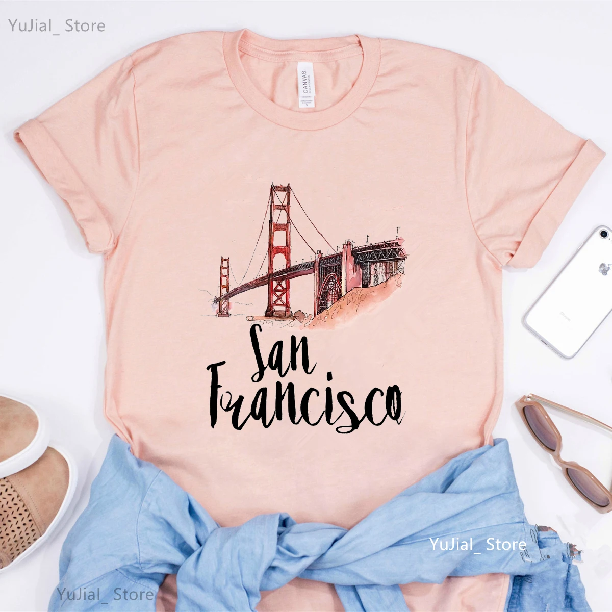 San Francisco/New York/London/Berlin/Mexico Pink Print T Shirt Women'S Clothing Summer Tops Tee Fashion Travel Tshirt Femme