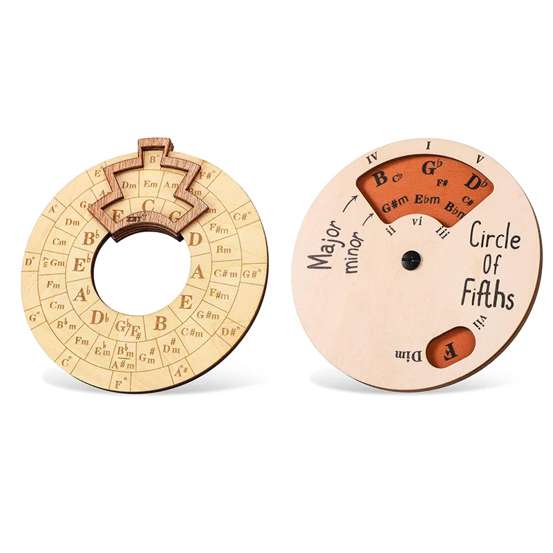 Círculo de quintos, herramienta de melodía, rueda de acordes de madera, accesorios de transposición de música para amantes de la música, notas, acordes, firma clave