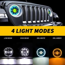 7 Inch Car LED Headlight Assembly for Motorcycle Headlamp Projector Angle Eye with DRL Turn Signal Led Headlight Housing Bucket