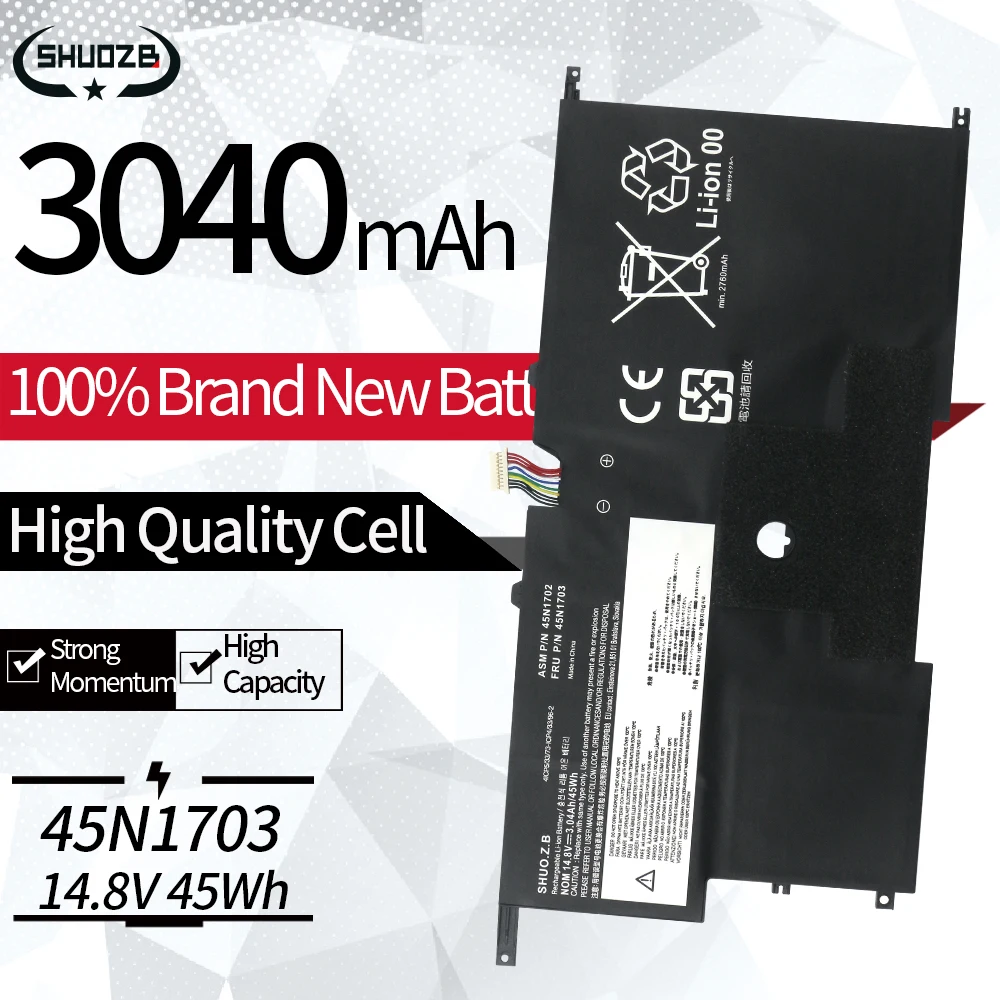 Nueva batería para portátil 45N1703 45N1701 45N1702 00HW003 00HW002 para Lenovo ThinkPad X1 Carbon Gen 3 Series Ultrabook 2015 SB10F46440