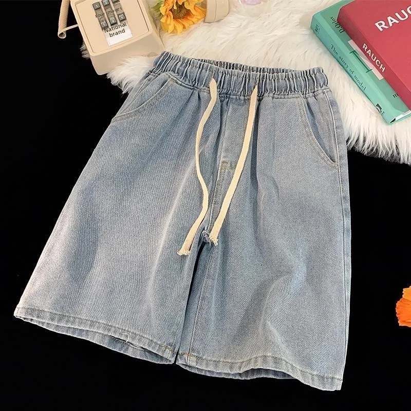 

Свободные мужские джинсы в японском стиле в стиле ретро, большие размеры, удобные повседневные универсальные прямые джинсы длиной пять четвертей