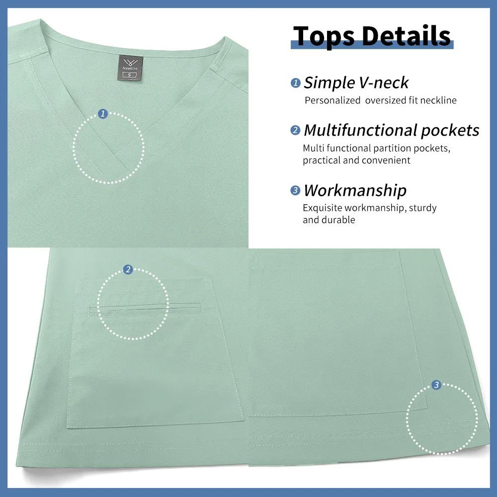 Niaahinn الزي الطبي متعدد الألوان للنساء في المستشفى الملابس الجراحية الدعك مجموعات ممرضة اكسسوارات عيادة الأسنان طبيب عمال #3