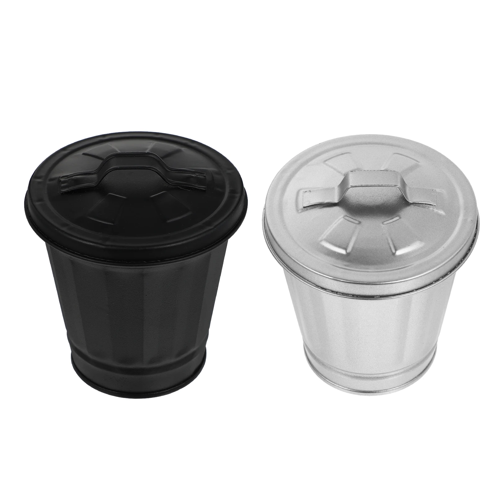 

2pcs Mini Can Desktop Bin Small Storage Jar Waste Paper Bucket Home Mini Trash Can Use Lightweight Portable
