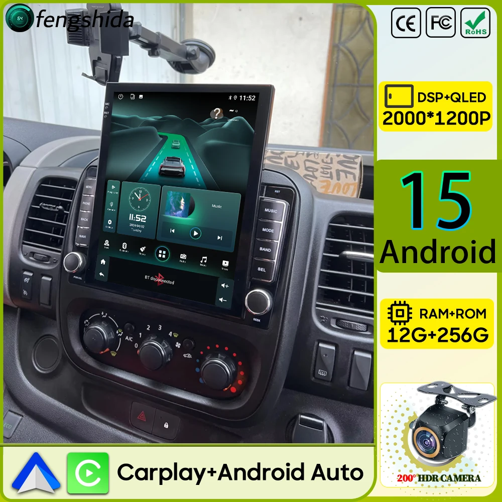 راديو السيارة Carplay لرينو ترافيك 3 14-21 لأوبل فيفارو B أندرويد السيارات مراقبة السيارة أندرويد 15 الملاحة نظام تحديد المواقع No 2din 4G BT #1