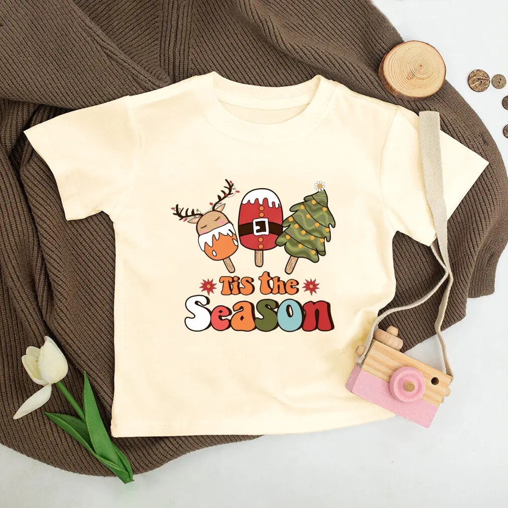 Buon natale pupazzo di neve stampa camicia bambini Retro Tee festa di natale bambino vestito inverno Holidy ragazzi ragazze t-Shirt vestiti del