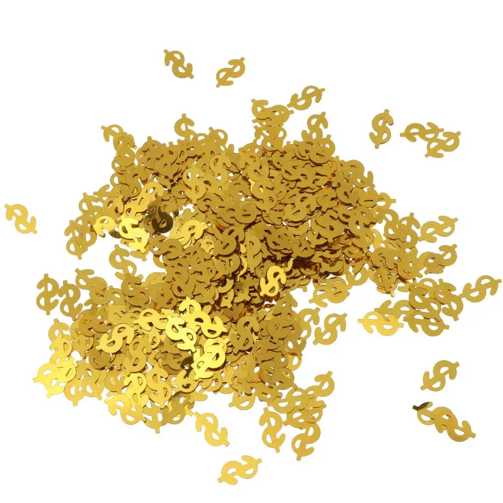 Bag of 30g Metallic Golden Dollar Symbol Confetti Party Table