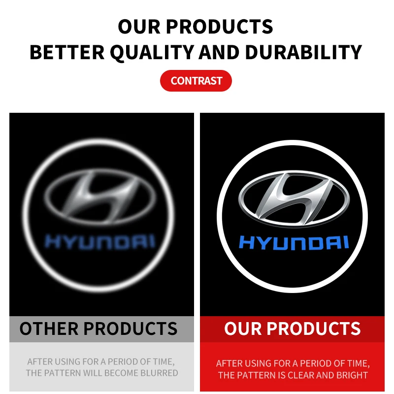 2 قطعة سيارة Led ترحيب أضواء مجاملة العارض شبح الظل شعار ضوء لشركة هيونداي سوناتا 8 سوناتا 9 VI (YF) إلنترا سانتا في #5