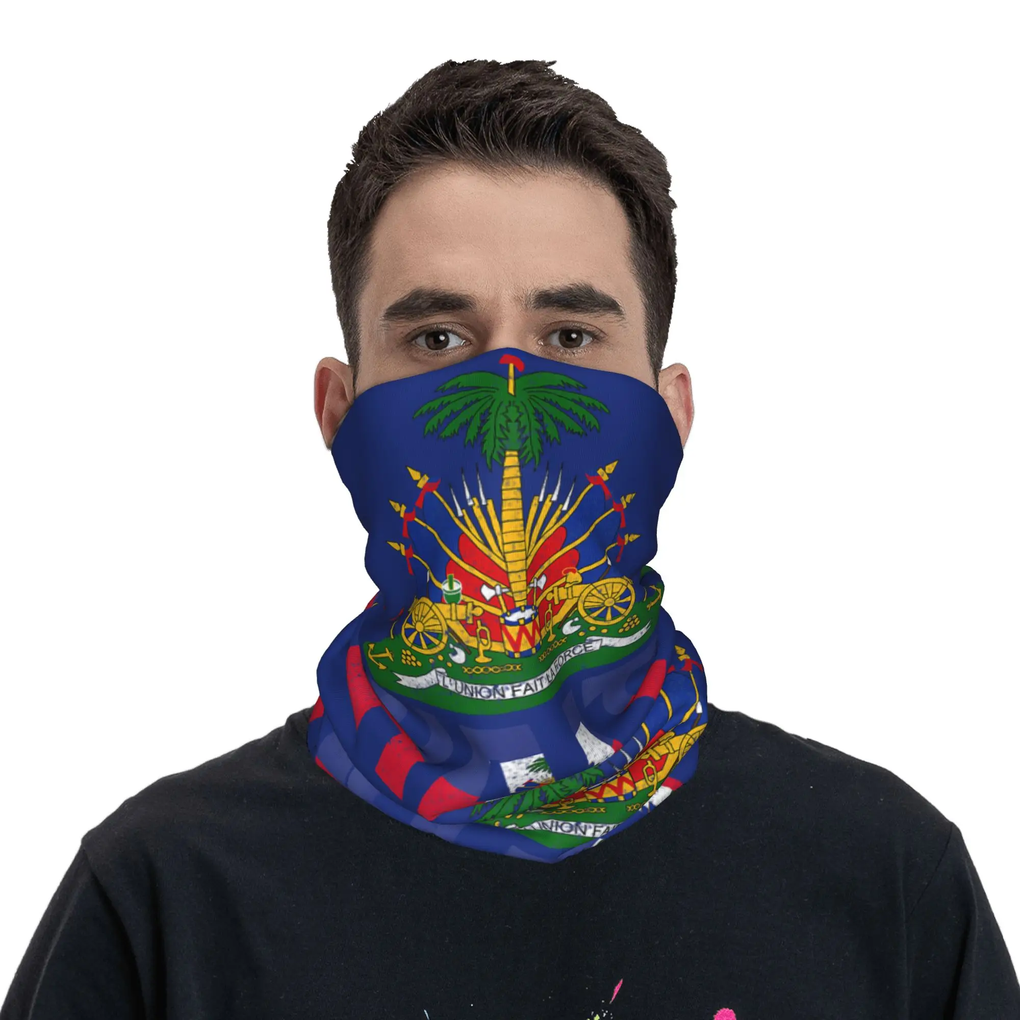Haiti Independence Haitian Flag Day Haiti Flag Bandana  Fashion Cycling Mask Windproof Balaclava Soft Warm Face Cover Mask view 5