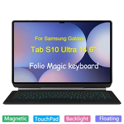 Magnetic Keyboard Book Cover For Samsung Galaxy Tab S10 Ultra 14.6 Inch Tablet Case Multi-Touch Trackpad Wireless Magic Keyboard