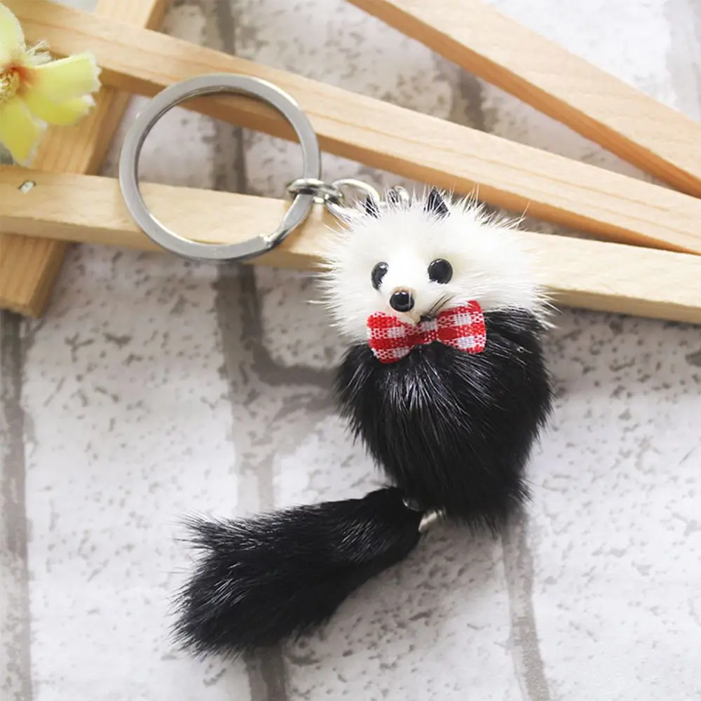 Bow Decor Fur Ball Bags Pom Accessories Pendant Key Chains Keychain Key Ring Mink Fur