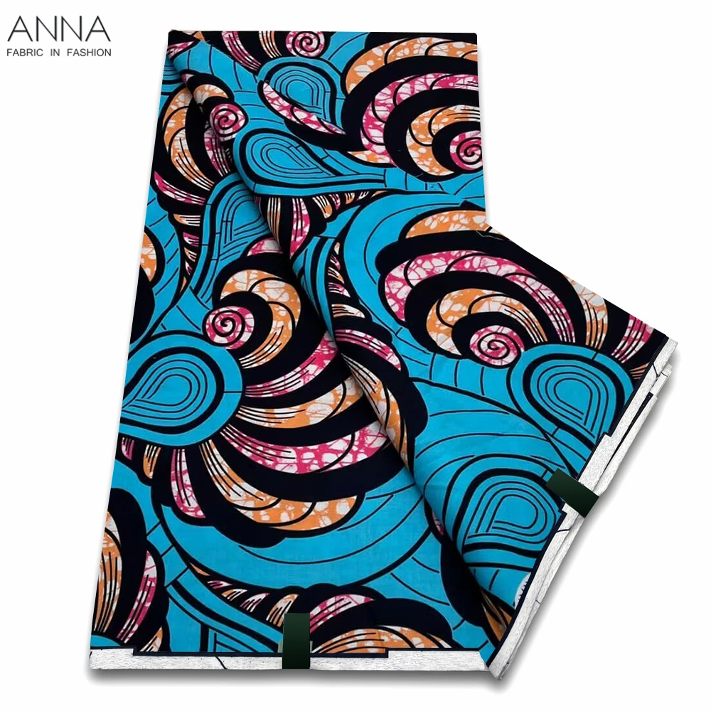 

African Wax Fabric Super Fabric 100% Original Ankara Wax Fabric Block Print Batik Dutch Fabric 6yards For Wedding Party VL-75