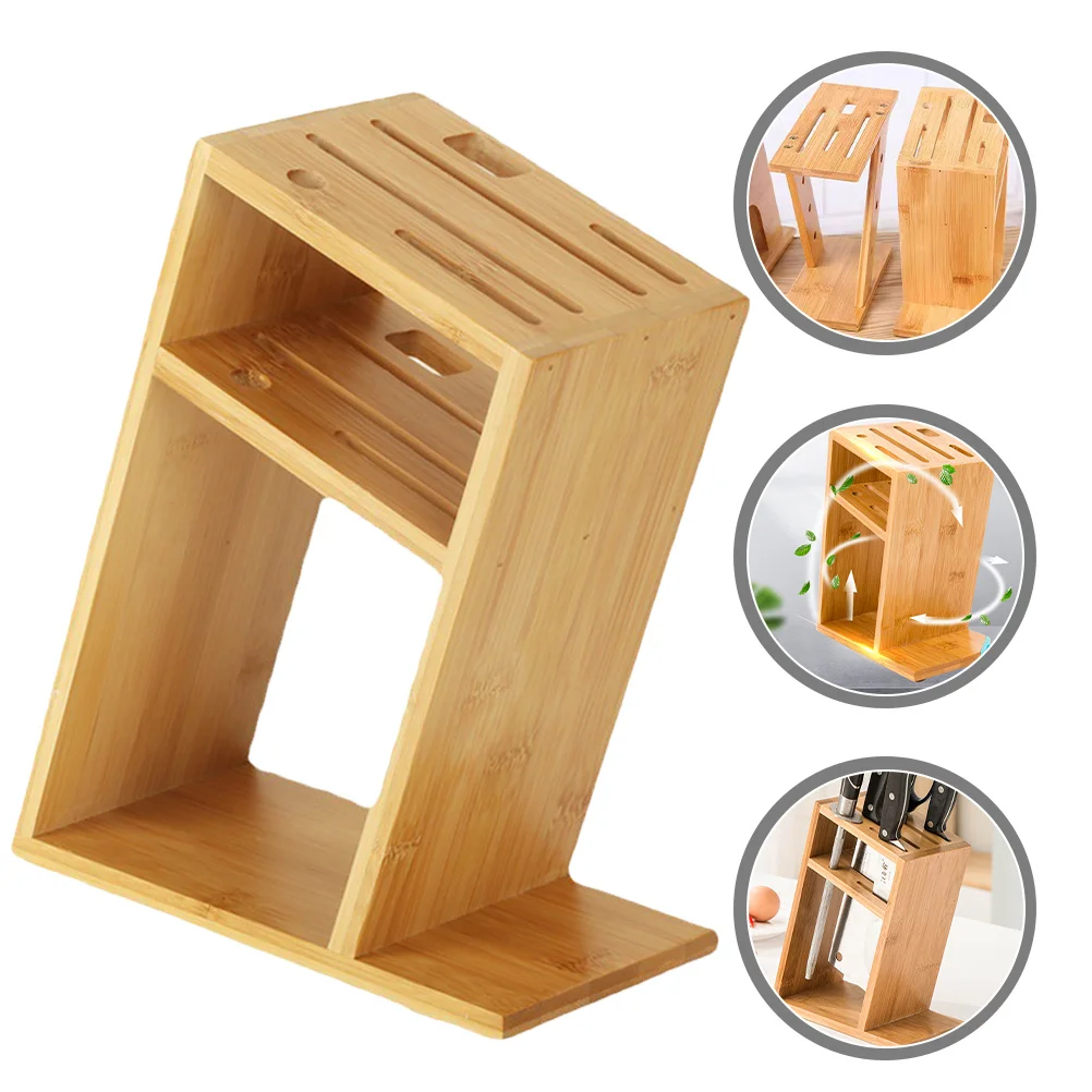 

Bamboo Cutter Holder Non-Slip Base For Kitchen Scissor Rack Storage Organizer Restaurant Home Utensil Stand Multi-Function