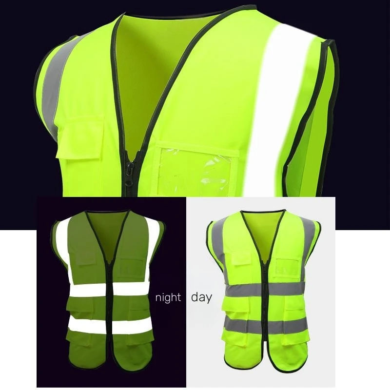 Imagem -05 - Grade Reflexiva Colete de Segurança para Adultos Alta Visibilidade Segurança no Trabalho Noturno sem Mangas Workwear Construção Bolsos com Zíper Verão