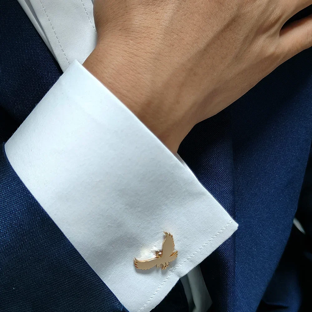 Stainless Steel Eagle Pattern Cufflink for Men Luxury Suit Shirt Gold Button Personality Jewelry Father's Day Gift Wholesale New