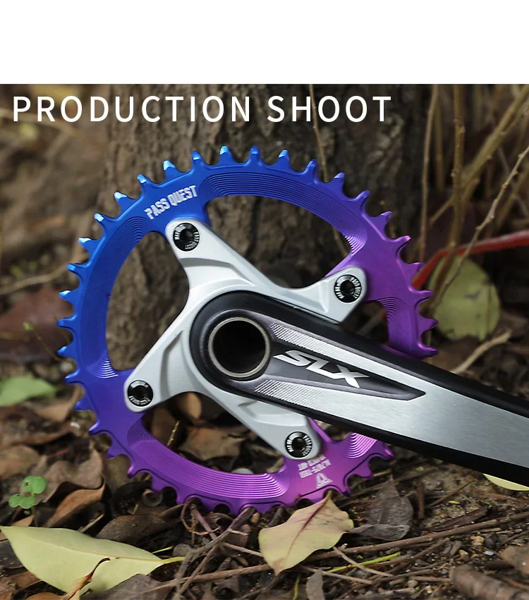 PASS QUEST-104BCD CRANK dazzling colourful  round Narrow Wide Chainring  apply to MTB Road Gravel Bicycle Chainwheel