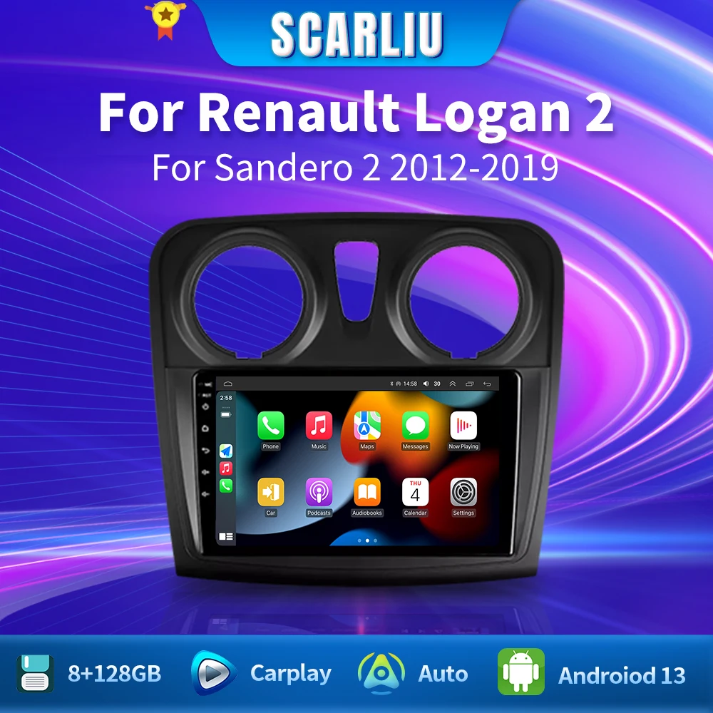 

Android 13 Carplay Auto For Renault Logan 2 Sandero 2 2012 - 2016 2017 2018 2019 Car Radio Multimedia Player Stereo GPS DSP FM