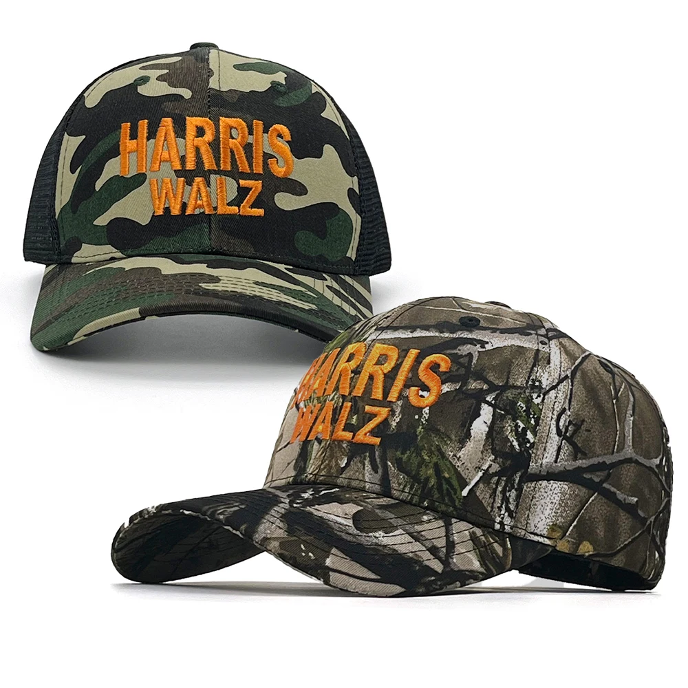 Support Kamala Harris and Tim Walz Unisex Political Cap Harris Walz Camo Hat 2024 USA America Election Baseball Cap