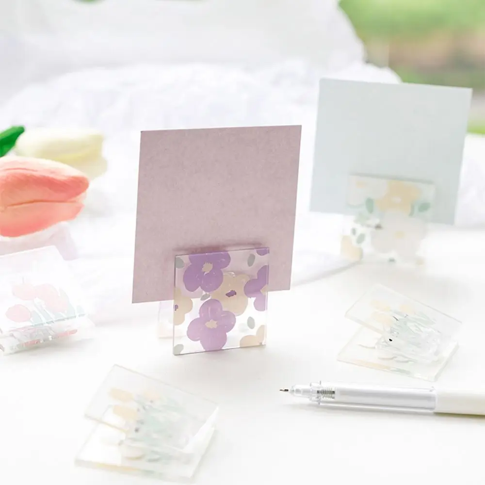 학생 문구류 학교 용품 귀여운 꽃무늬 페이지 홀더 바인더 클립 문서 클립 메모 클립 사각 클립 고정 클립