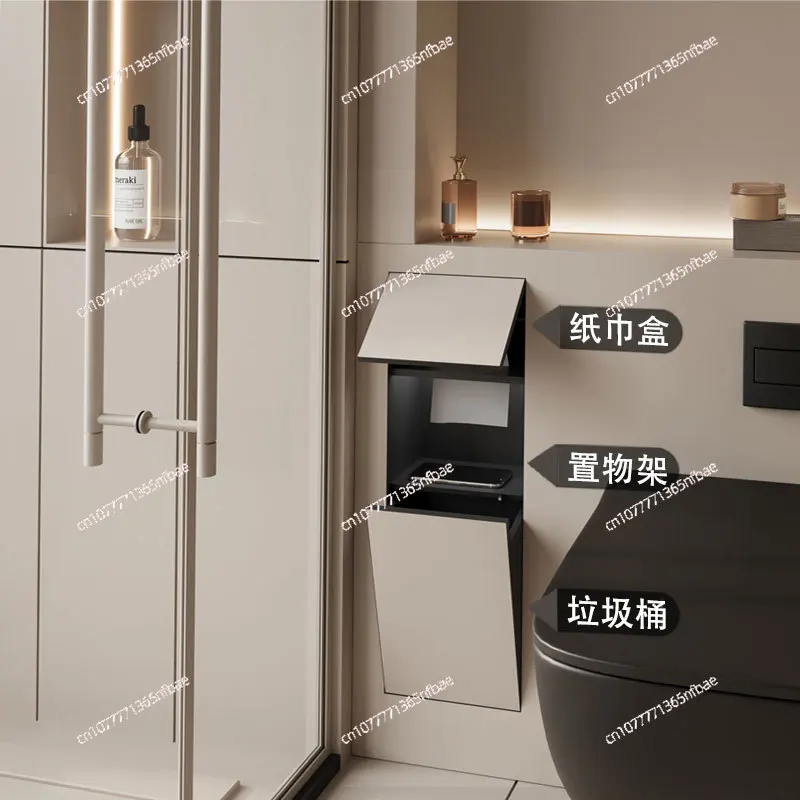 

304 stainless steel niche toilet hidden trash can embedded in tissue box concealed toilet niche can be customized
