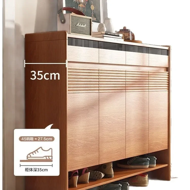 New Chinese style entrance corridor outer shoe cabinet large capacity corridor solid wood dust shoe cabinet elevator entrance st